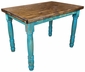 Turquoise Rustic Painted Wood Bistro Set with 6 Chairs