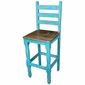 Turquoise Rustic Painted Wood Bistro Set with 6 Chairs