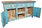Turquoise Western Painted Wood TV Stand