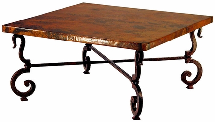 Tuscany Iron Base Square Coffee Table with Copper Top