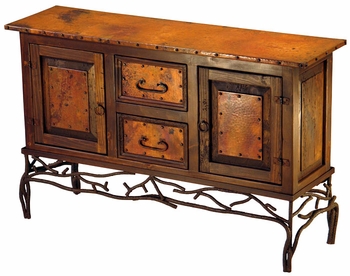 Twig Base Wood and Copper Console - 2 Door 2 Drawer