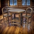 Varnished Brown Bistro Bar Table Set - with 4 Stools