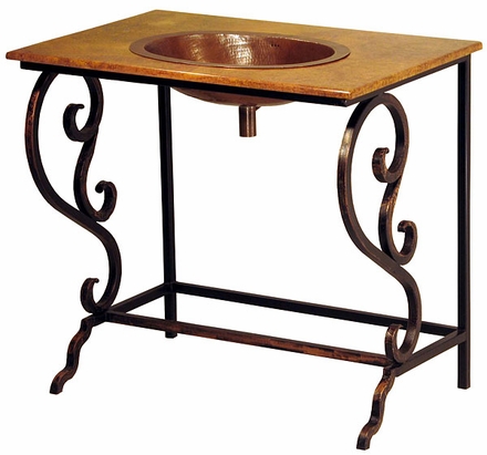 Virginia Sink Vanity with Marble Top and Copper Sink