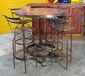 Wagon Wheel Bar Table and 4 Stools