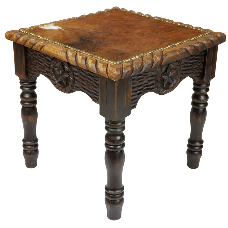 Western Cowhide End Table