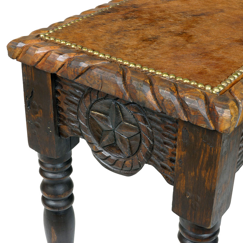 Cowhide Top Rustic Western Sofa Table