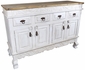 White Carved Floral Buffet with - 4 Doors & 4 Drawers