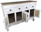 White Carved Floral Buffet with - 4 Doors & 4 Drawers