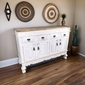 White Carved Floral Buffet with - 4 Doors & 4 Drawers