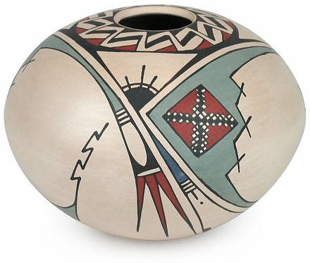 White Mata Ortiz Southwest Short Vase