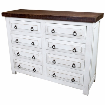 White Painted Wood 8-Drawer Dresser