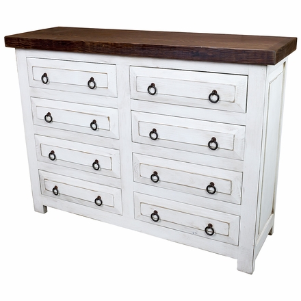 White Painted Wood 8-Drawer Dresser