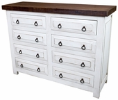 White Painted Wood 8-Drawer Dresser