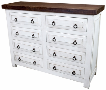 White Painted Wood 8-Drawer Dresser