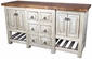 White Painted Wood Buffet - 4 Doors & 6 Drawers