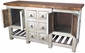 White Painted Wood Buffet - 4 Doors & 6 Drawers