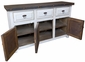 White Painted Wood Buffet with Iron Panel Doors - 3 Doors & 3 Drawers