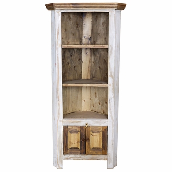 White Painted Wood Corner Cabinet