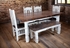 White Painted Wood Dining Set - 6 Piece -  Bench and 4 Chairs