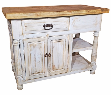 White Painted Wood Kitchen Island