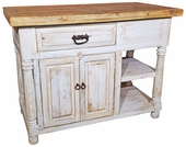 White Painted Wood Kitchen Island