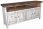 White Painted Wood Media Console with Natural Top