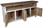 White Painted Wood Media Console with Natural Top