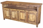 Rustic Wood Media Console with Natural Top