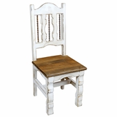 White Washed Wood Dining Chair with Ox-Yoke Legs