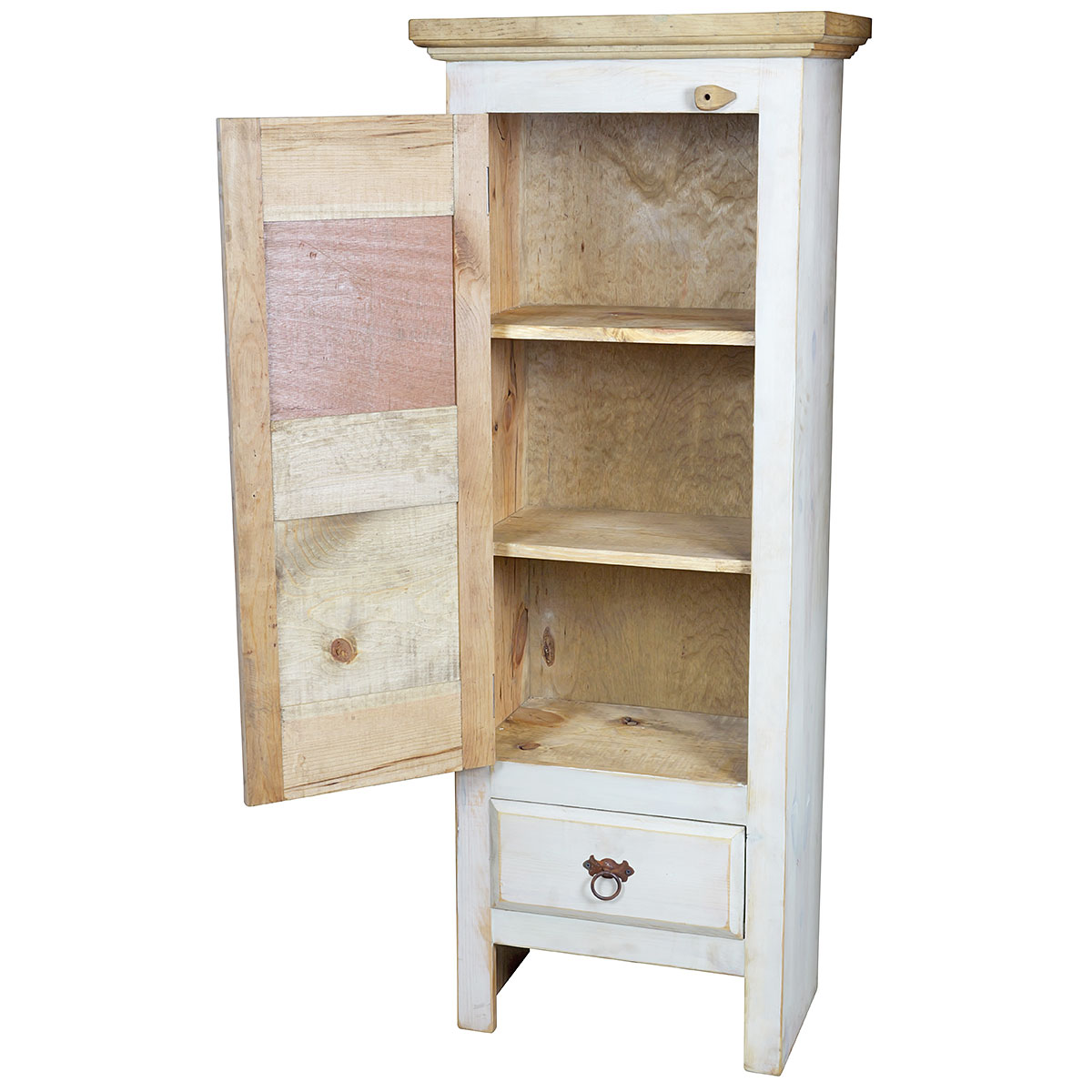 White Painted Wood Narrow with Tin Panel