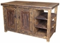 Wire Brush Kitchen Island with Iron Accents