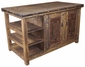 Wire Brush Kitchen Island with Iron Accents
