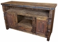 Wire Brush Old Wood Buffet with Iron Accents