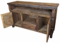 Wire Brush Old Wood Buffet with Iron Accents