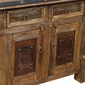 Wire Brush Old Wood Buffet with Ox Yoke Legs Iron Accents