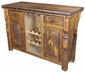 Wire Brush Old Wood Wine Cabinet Bar with Iron Accents