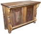 Wire Brush Old Wood Wine Cabinet Bar with Iron Accents