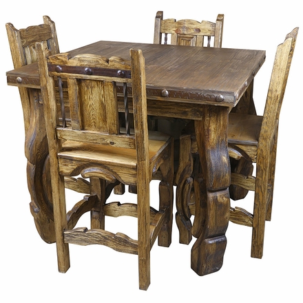 Wirebrush Yugo Leg Table w/ 4 Chairs