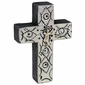 Wooden Mexican Folk Art Metallic Painted Milagro Cross - Set of 2