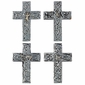 Wooden Mexican Folk Art Metallic Painted Milagro Cross - Set of 2