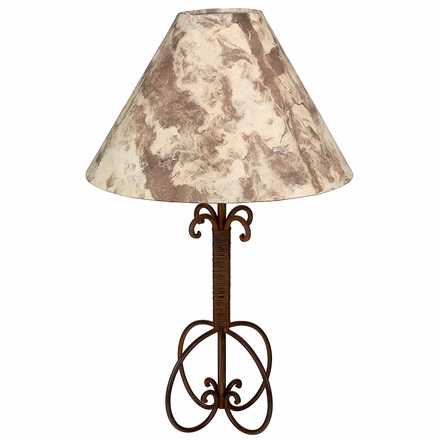 Wrapped Iron Table Lamp with Bark Paper Shade