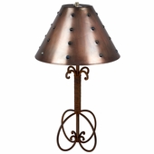 Wrapped Iron Table Lamp with Plain Tin Marble Shade