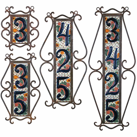 Wrought Iron Address Tile Holders - Vertical
