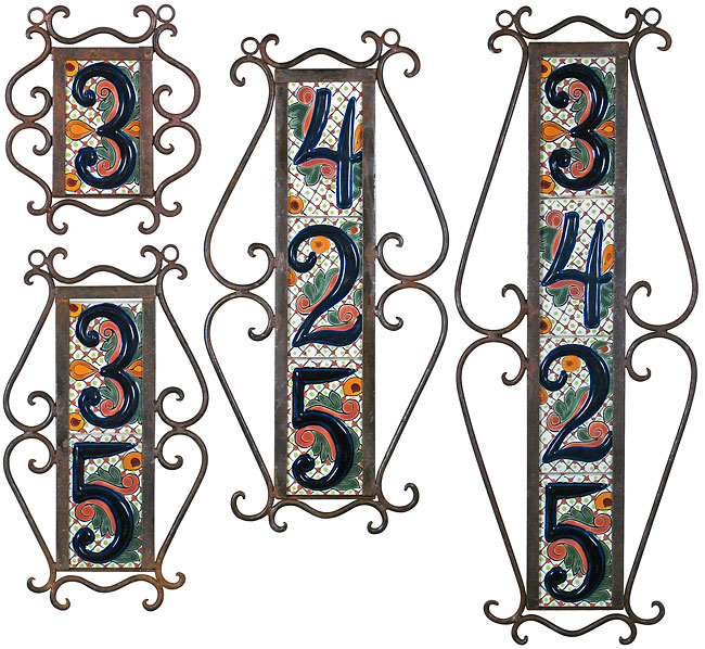 Vertical Wrought Iron House Number Tile Holders