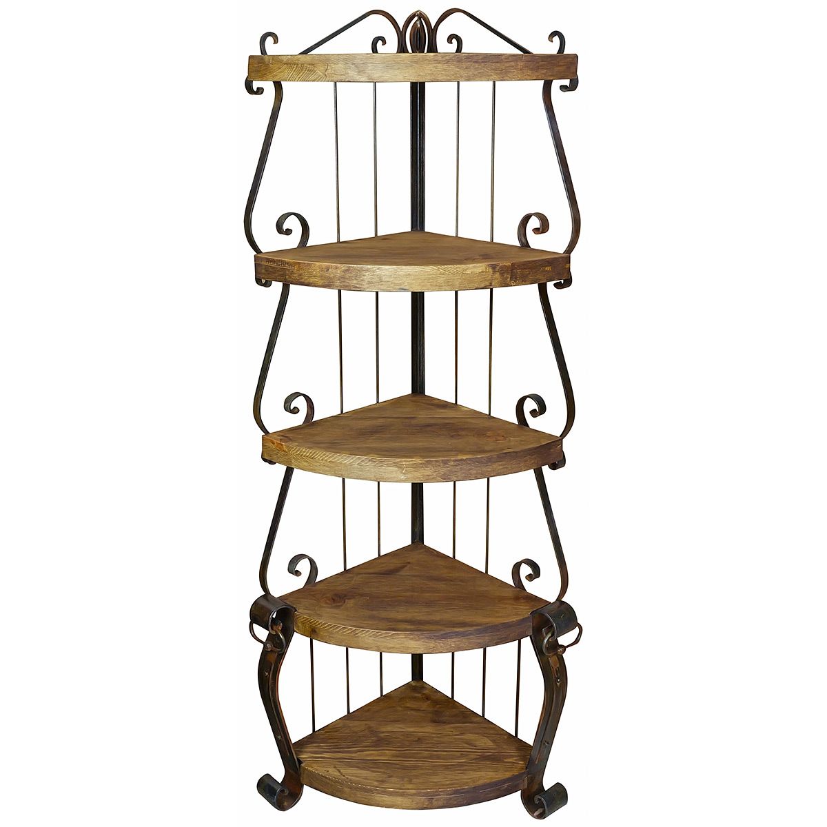 Wrought Iron Rustic Wood Corner Shelf