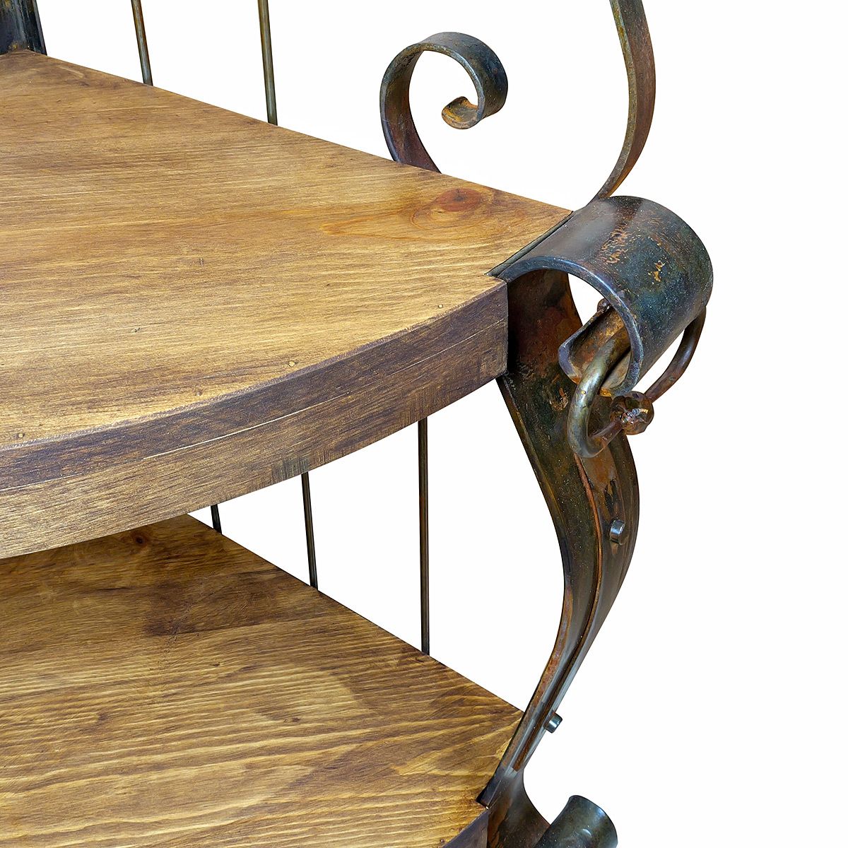 Wrought Iron Rustic Wood Corner Shelf