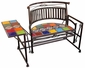 Wrought Iron Curved Back Rocking Bench with Talavera Tile & Side Table