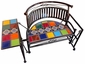 Wrought Iron Curved Back Rocking Bench with Talavera Tile & Side Table