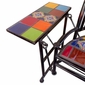 Wrought Iron Curved Back Rocking Bench with Talavera Tile & Side Table