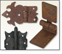 Rustic Wrought  Iron Hinges, Straps, Corner Brackets & Latches